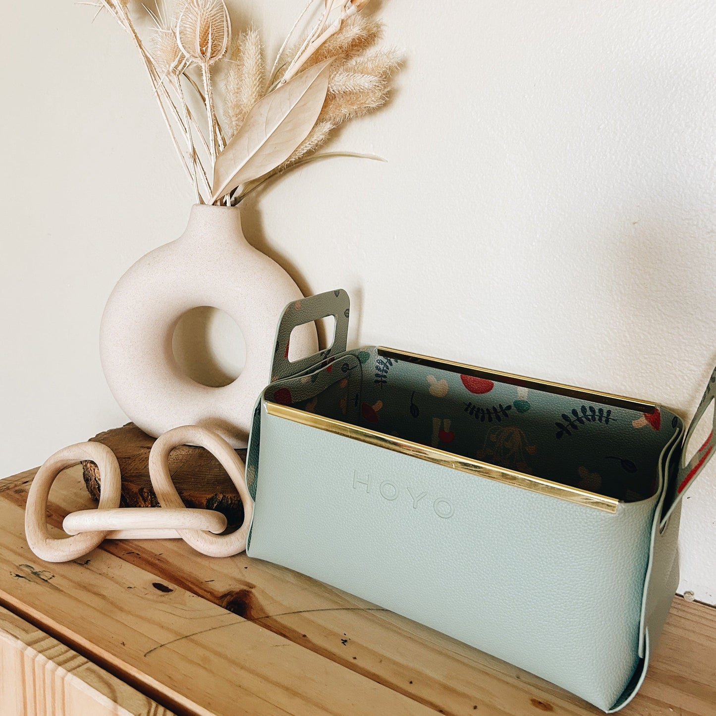 Reversible Origami Tote (mushroom & mint)