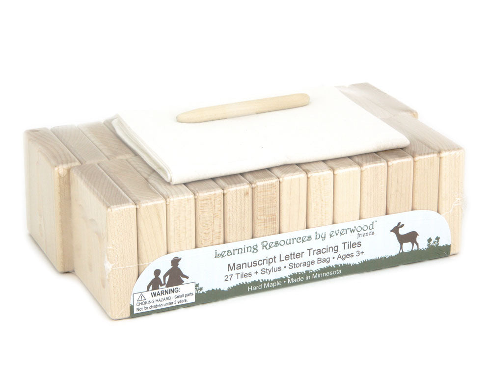 27 pc. Manuscript Letter Alphabet Maple Tracing Tiles