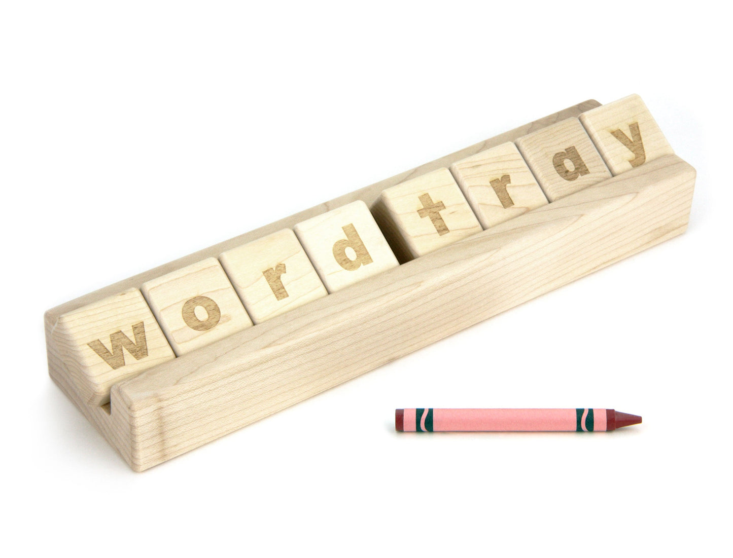 Engraved Maple Word Tray Alphabet Spelling Set