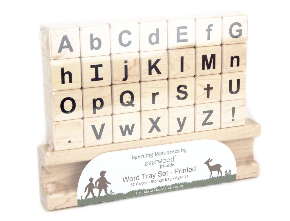 Printed Maple Word Tray Alphabet Spelling Set