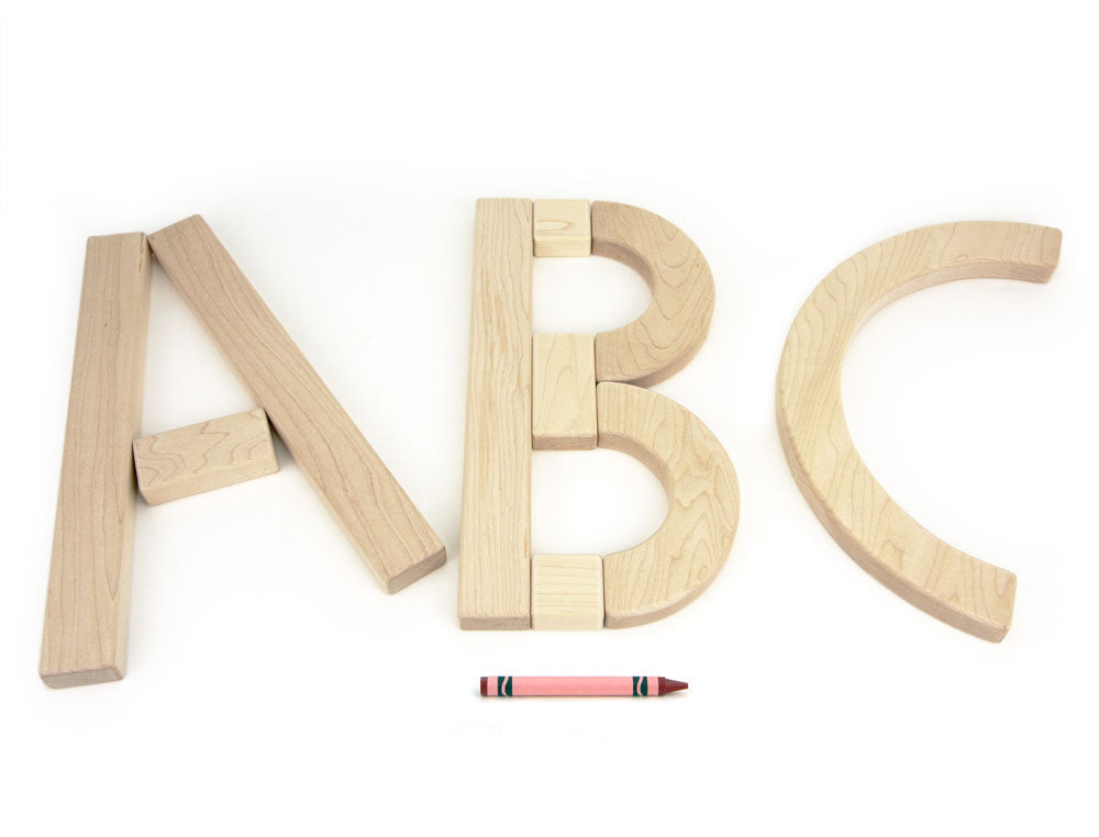 17 pc. Maple Learning Sticks Letter Number & Shape Building Block Set
