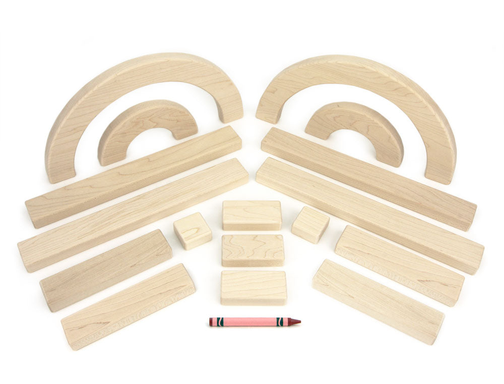 17 pc. Maple Learning Sticks Letter Number & Shape Building Block Set
