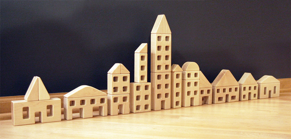 4 pc. Little Town Blocks Main Street Set