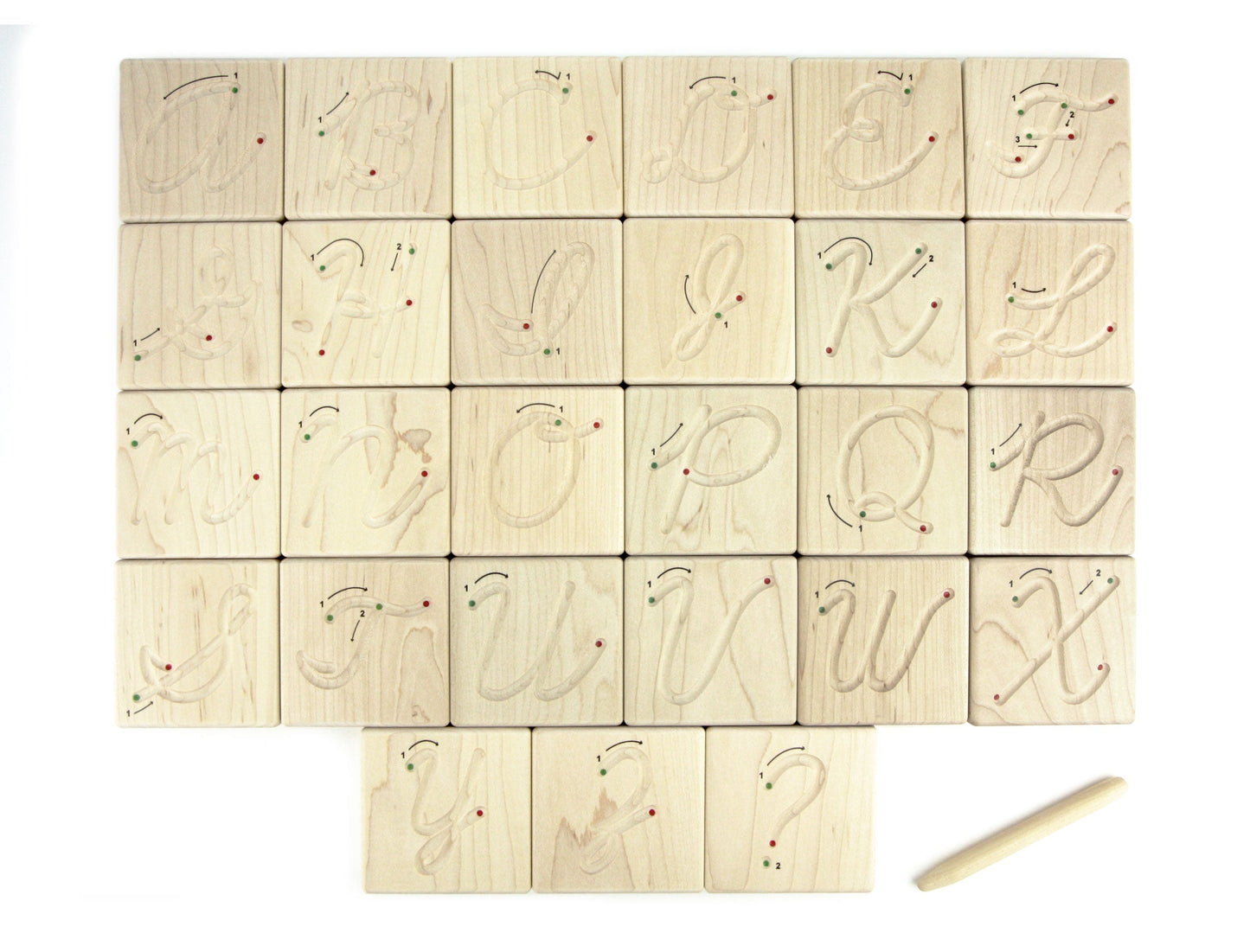 27 pc. Cursive Letter Alphabet Maple Tracing Tiles