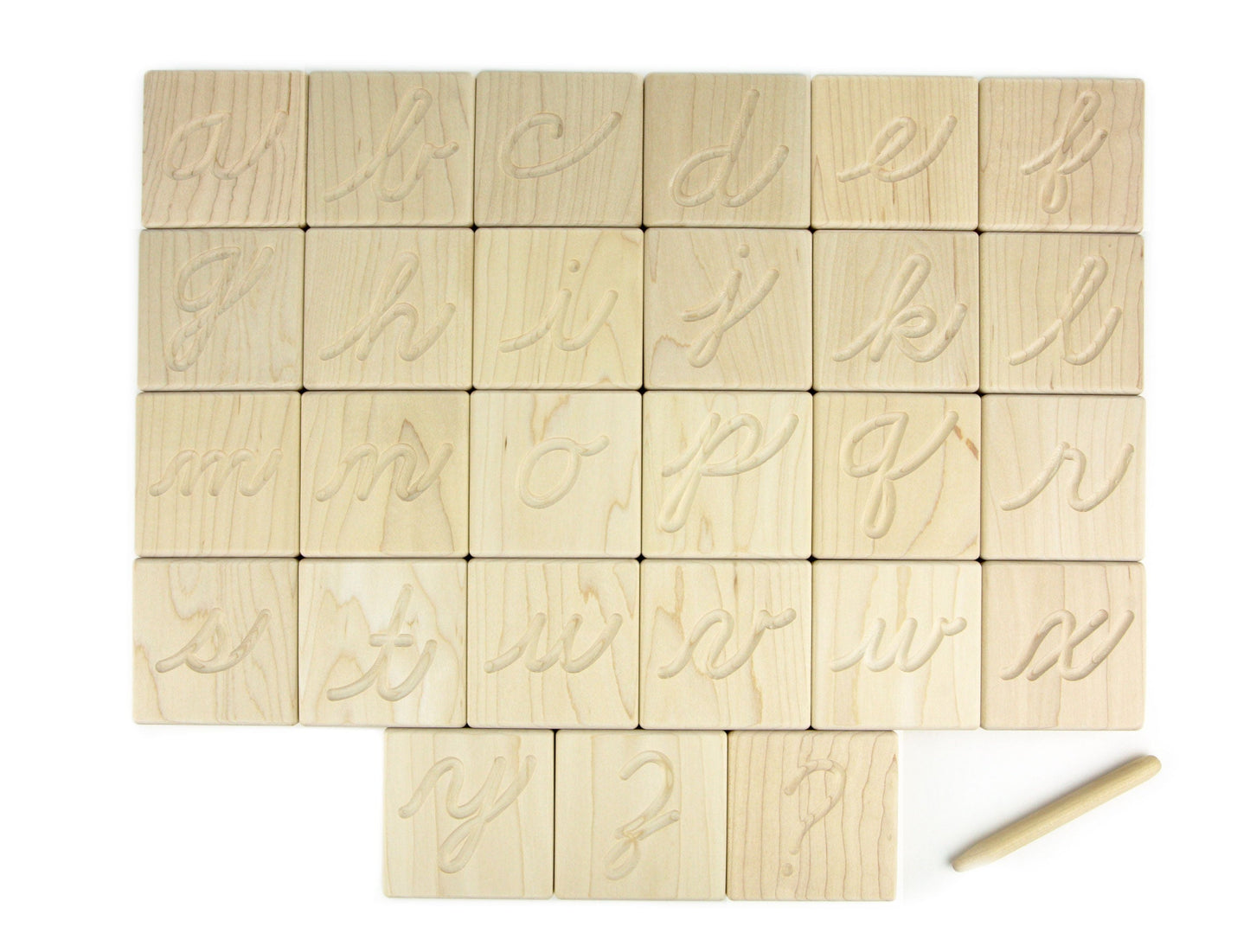 27 pc. Cursive Letter Alphabet Maple Tracing Tiles