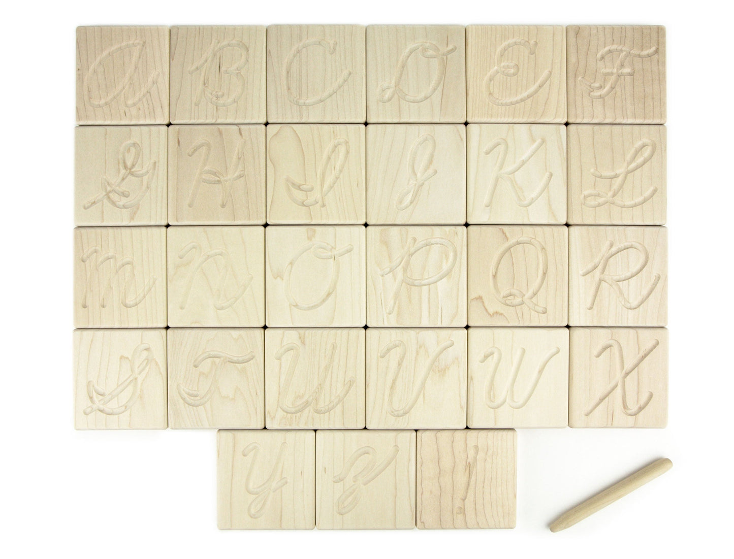 27 pc. Cursive Letter Alphabet Maple Tracing Tiles
