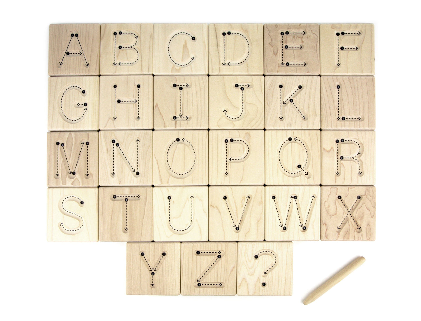 27 pc. Manuscript Letter Alphabet Maple Tracing Tiles